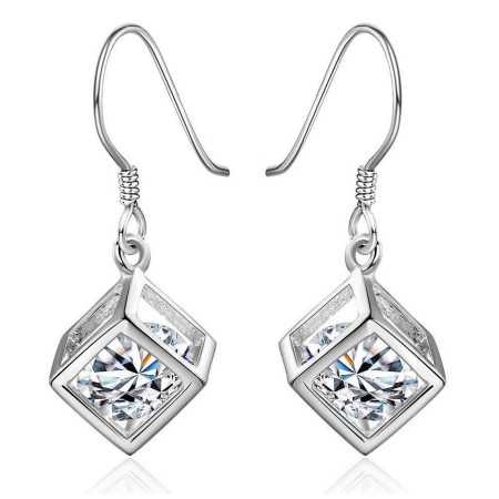 Kocka fülbevaló Swarovsky kristállyal. 00019ec