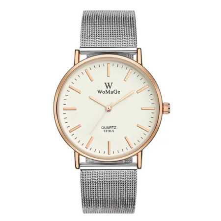 Ezüst színű női karóra, arany színű tokkal. 1118