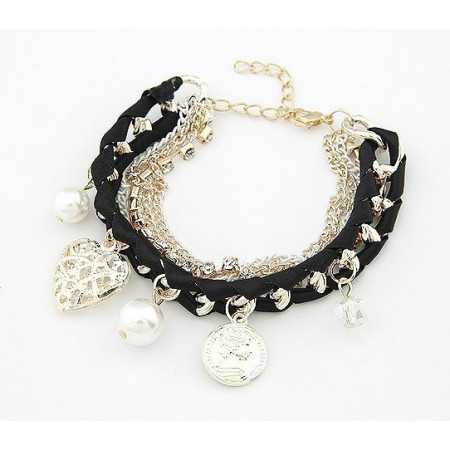 Több soros karkötő. Fekete. 00067ec