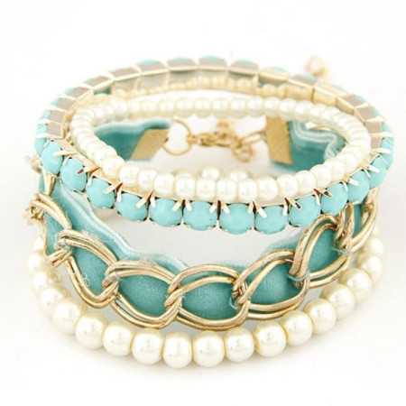 Több soros karkötő szett. Kék. 00070ec