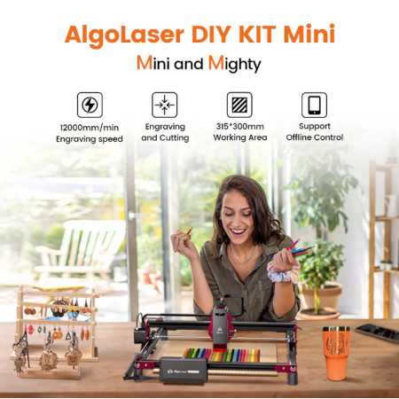AlgoLaser DIY kit MINI, 5 Watt WiFi-s lézergravírozó és vágó