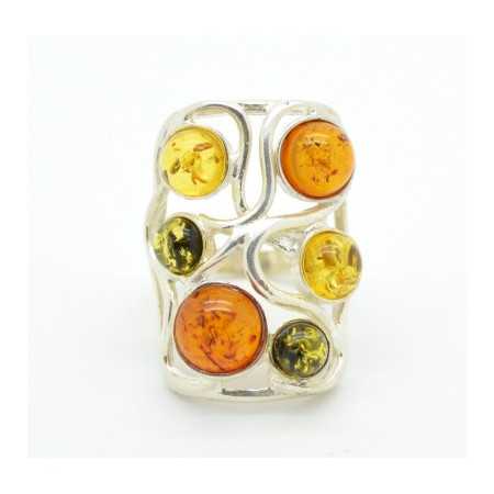 Ezüst gyűrű borostyánnal 