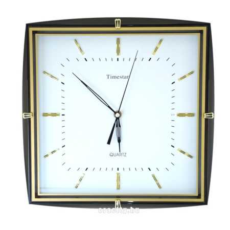 Timestar fekete-arany keretes falióra. 34x34cm.