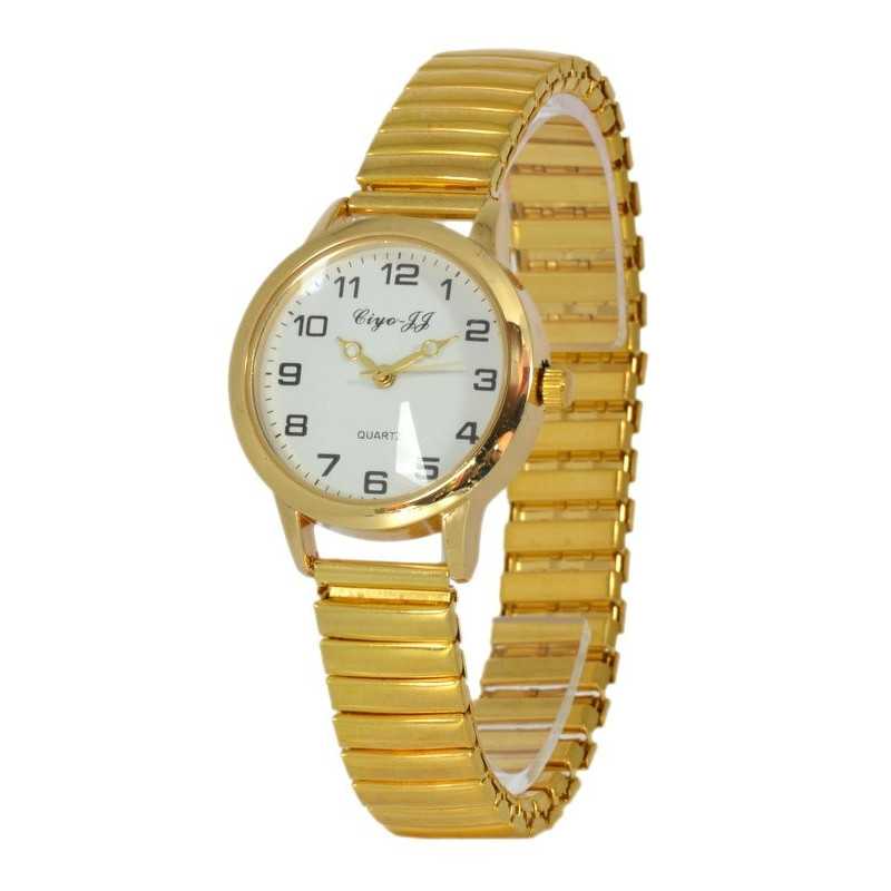 Unisex, arany színű karóra rugós szijjal 3,1 cm-es számlappal 111-11oc Unisex, arany színű karóra rugós szijjal 3,1 cm-es számlappal 111-11oc