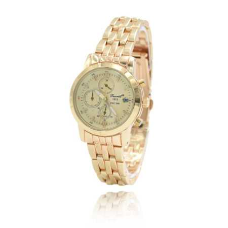 Arany színű női karóra, dátum kijelzéssel. 448oc