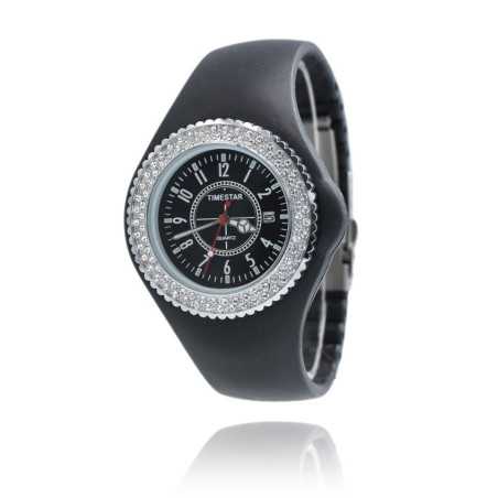 Szilikon szíjas, női karóra strasszokkal díszítve. 269oc