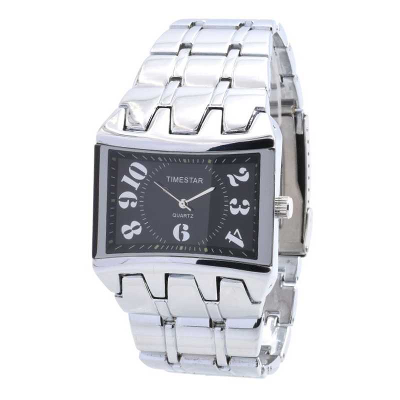 Timestar, téglalap alakú férfi karóra, fekete számlappal. 478oc Timestar, téglalap alakú férfi karóra, fekete számlappal. 478oc