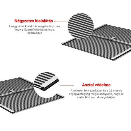 Ortur lézergravírozó, méhsejt alátét, vágóasztal.