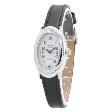 Női karóra, ezüst színű ovális számlappal, bőrszíjjal 542oc