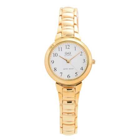 Arany színű, fehér számlapos Q&Q női karóra. 545oc