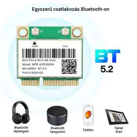 Wifi 6, Mini PCI-E, Wireless notebook, laptop adapter, Bluetooth 5.2