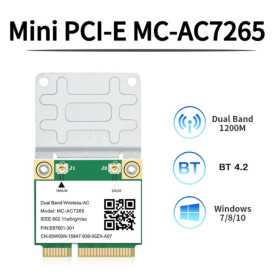 PCI Express wifi notebook adapter 802.11a/b/g/n/ac, Bluetooth 4.2