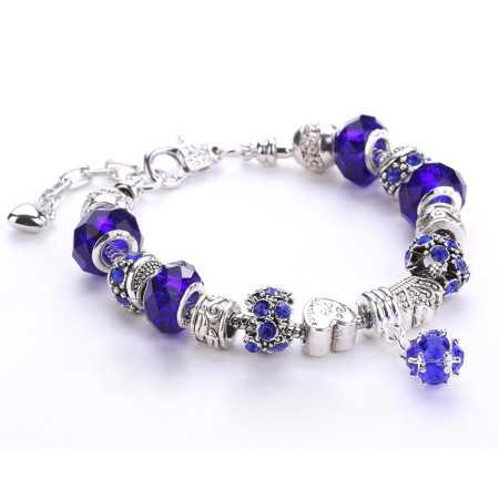 Divatos női karkötő csúszó medállal. Mélykék 00009ec